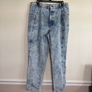 Chic Mom Jeans Women's 22 Blue Denim High Rise Zip Fly Tapered Retro Hipster 34"